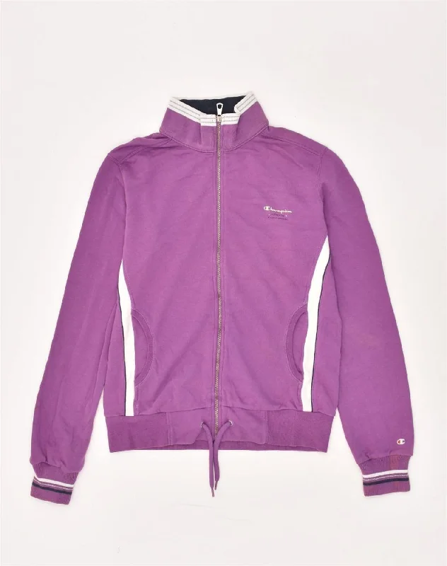 CHAMPION Womens Tracksuit Top Jacket UK 16 Large Purple Cotton