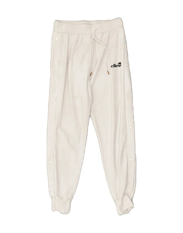 ELLESSE Womens Tracksuit Trousers Joggers UK 10 Small White Cotton