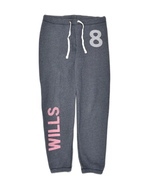 JACK WILLS Womens Graphic Tracksuit Trousers Joggers UK 8 Small Grey