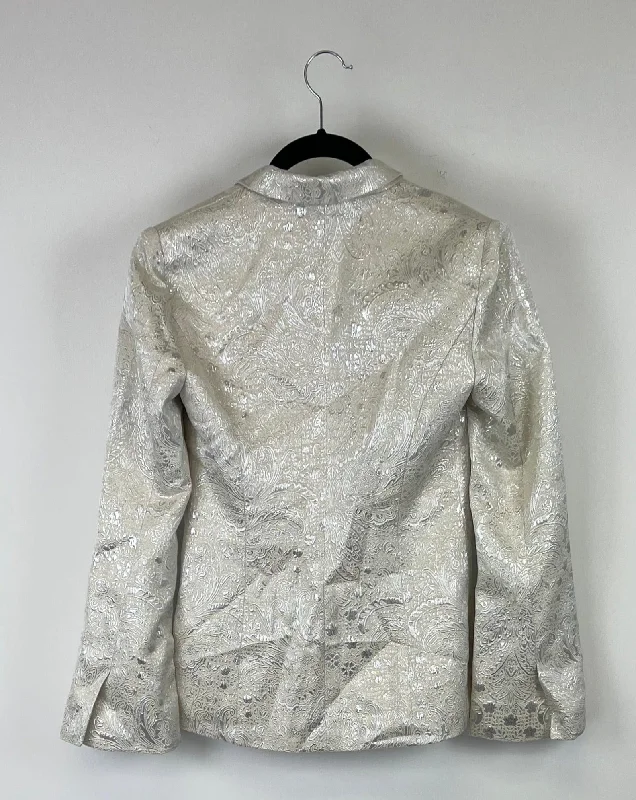 Cream Metallic Jacquard Blazer - Size 00, 0 and 2