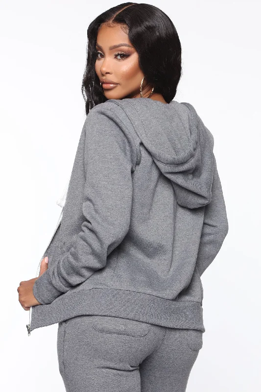 Relaxed Vibe Zip Up Jacket - Heather Grey