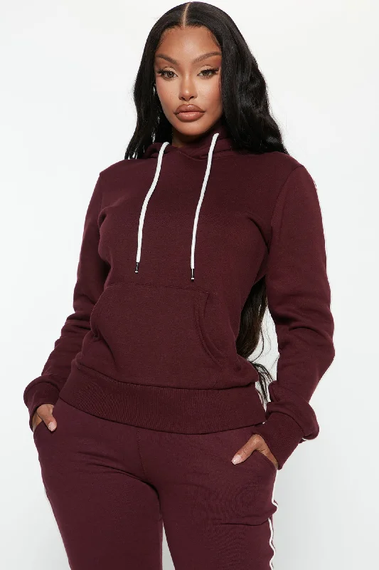 Tennis And Chill Fleece Pullover Hoodie - Burgundy