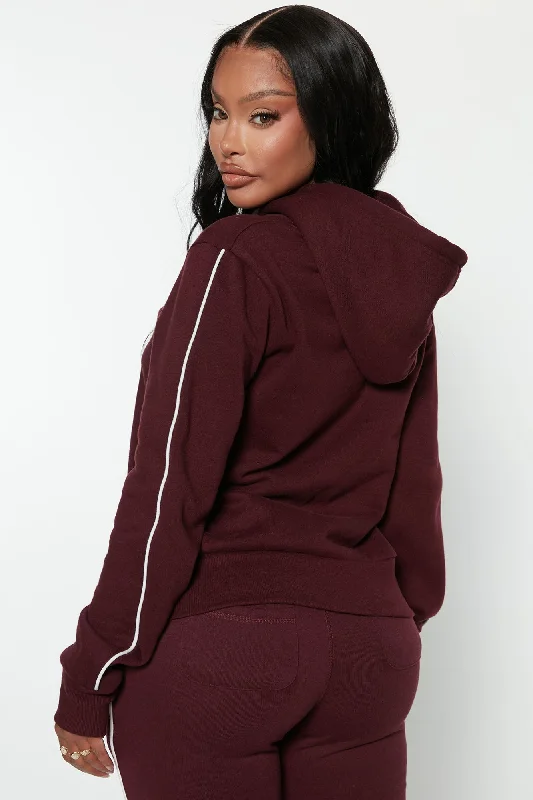 Tennis And Chill Fleece Pullover Hoodie - Burgundy