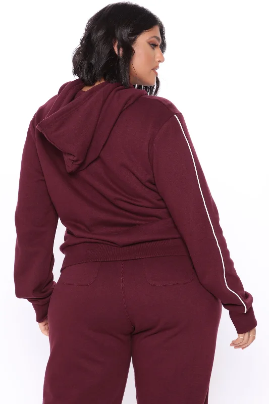 Tennis And Chill Fleece Pullover Hoodie - Burgundy