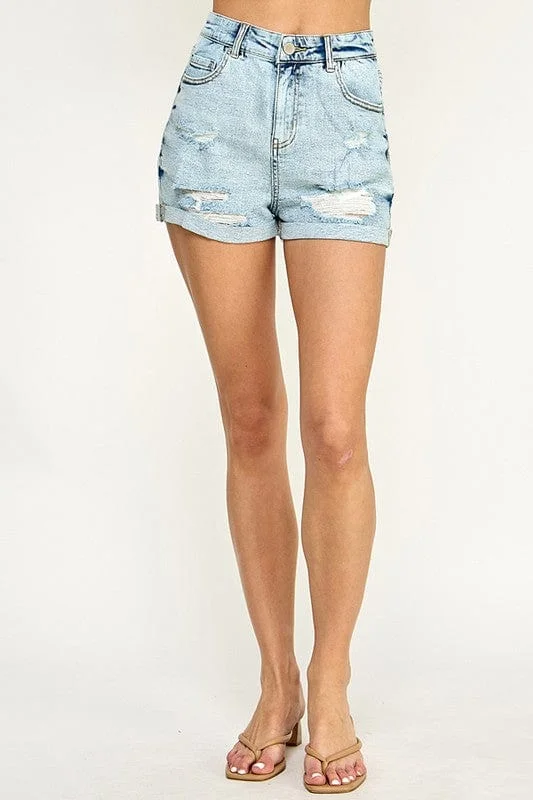 Cuffed Denim Shorts