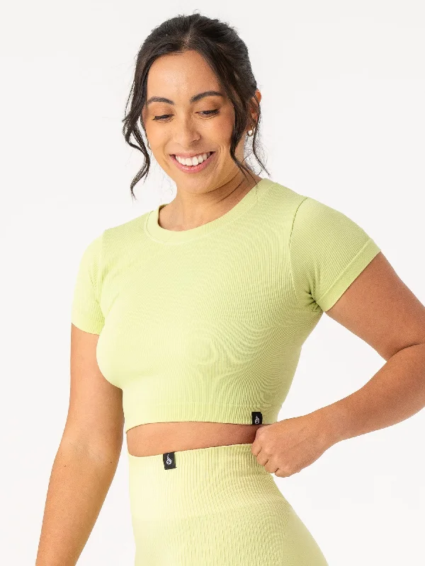 Rib Seamless T-Shirt - Lime