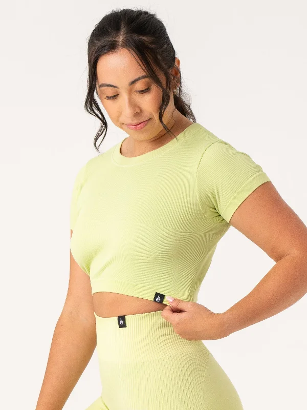 Rib Seamless T-Shirt - Lime