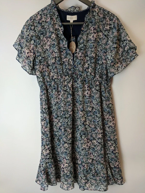 Apricot Navy Floral Dress. UK 10 **** Ref V173