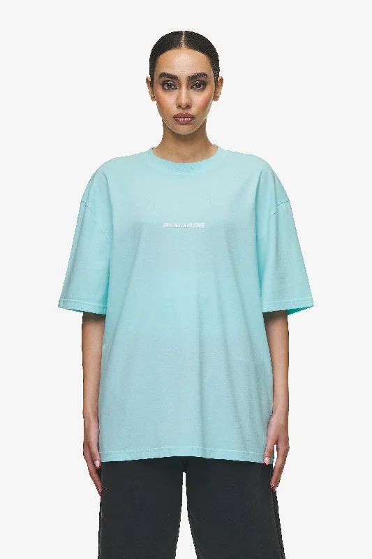 Colne Logo Oversized Tee Washed Sky Blue White