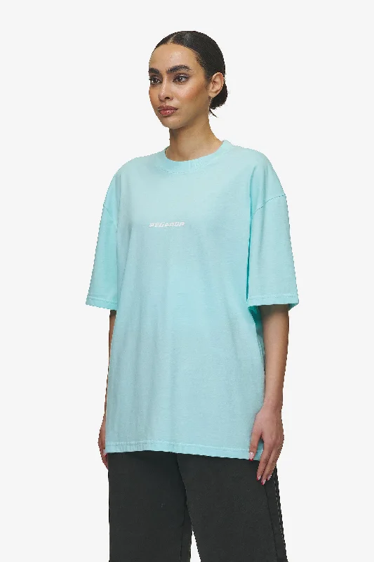 Colne Logo Oversized Tee Washed Sky Blue White