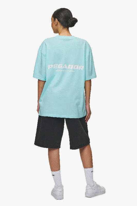 Colne Logo Oversized Tee Washed Sky Blue White