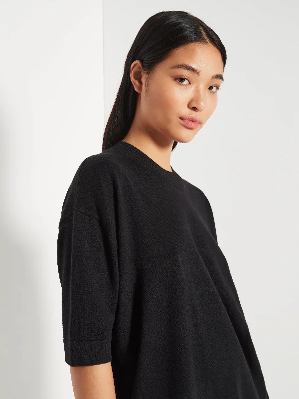 JHL Crew S/S Sweater (Cotton Cashmere) Black