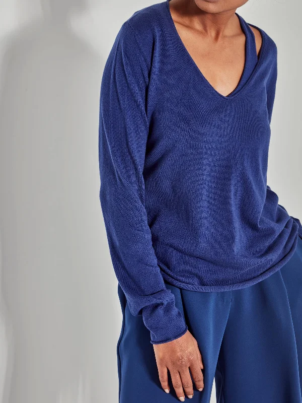 JHL V-Neck L/S T (Fine Cotton Cashmere) Tropez