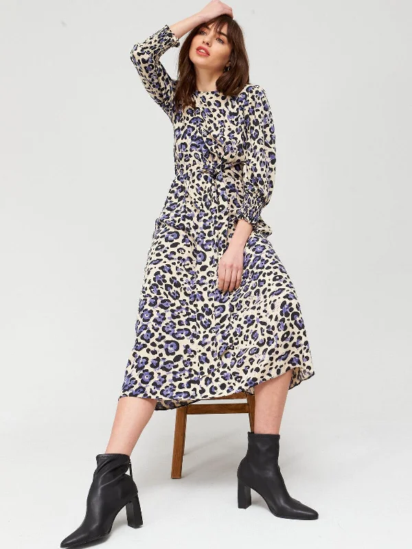 Tie Waist Midi Dress - Animal Print. (U9FTW) UK 10. ****V457