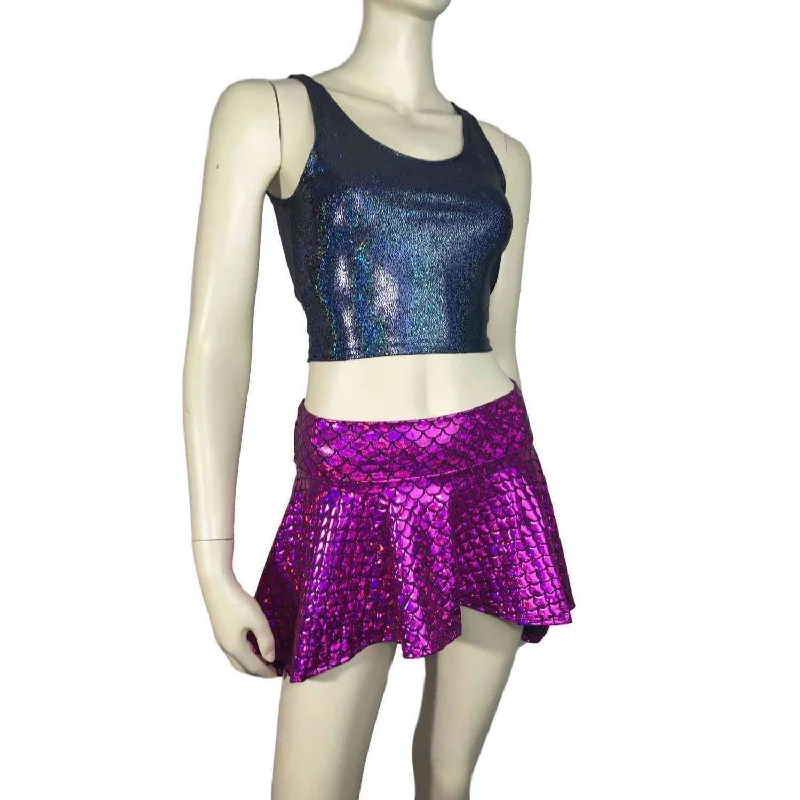 Crop Tank Top - Black Holographic