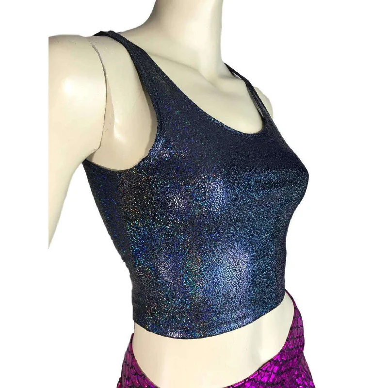 Crop Tank Top - Black Holographic