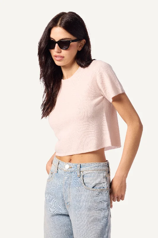 CHARLESTON RELAXED CASHMERE CREWNECK TEE | MALLOW