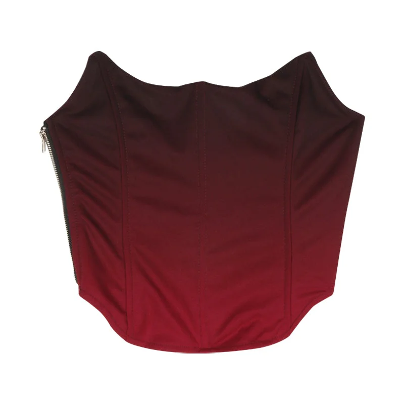 Daria Gradient Red Sleeveless Corset Cropped Top