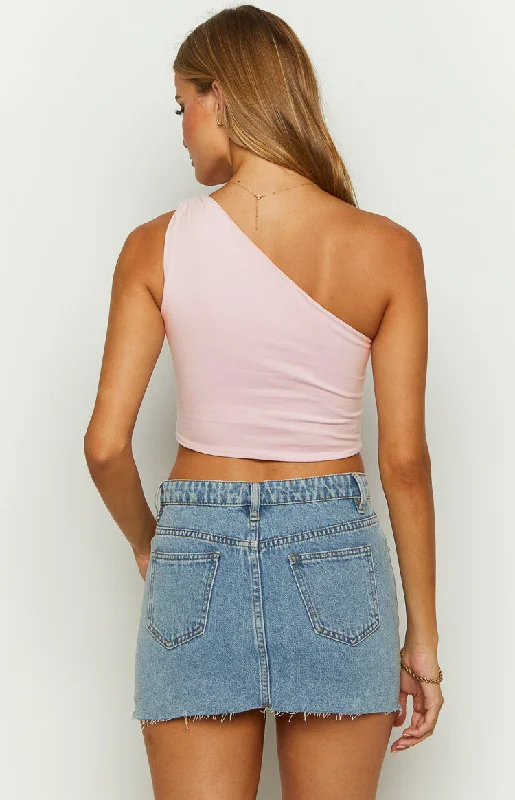 Hamilton Pink One Shoulder Crop Top