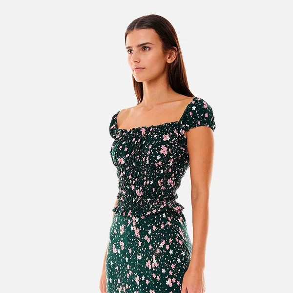 Huffer Venice Floral Isla Top - Green