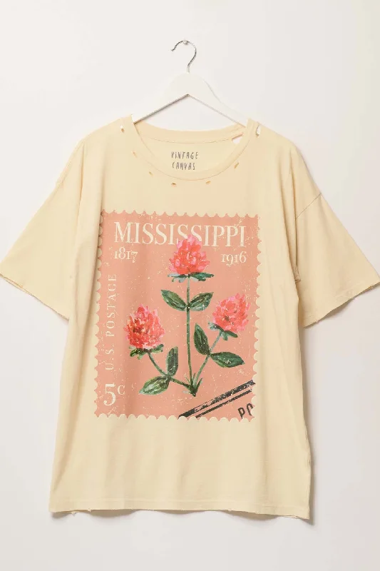 Mississippi Stamp Distressed Oversize Graphic Tee