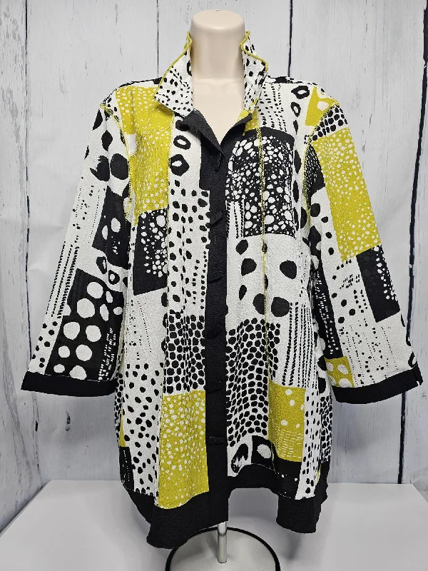 Tunic - Print Button - Wired Collar - Side Pkts -A1406BM - Yellow & Black