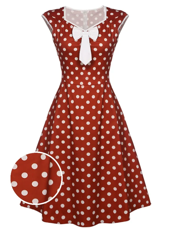 1950s Polka Dot Bow Swing Dress