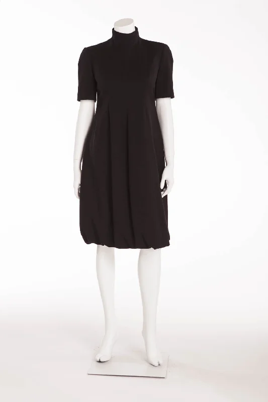 Original Alexander McQueen - Black Short Sleeve High Neck Dress- IT 40