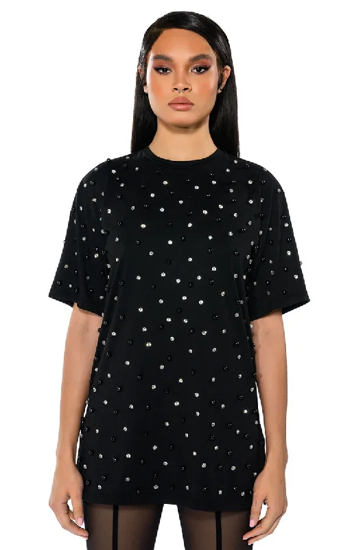 CECE EMBELLISHED OVERSIZED T SHIRT