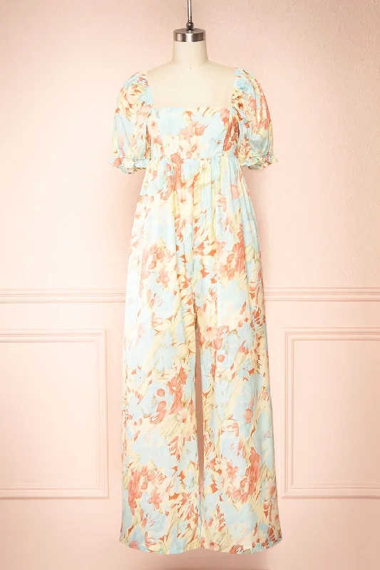 Dee | Floral Jumpsuit w/ Square Neckline