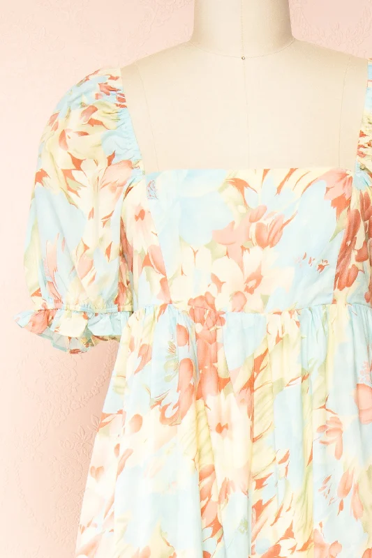 Dee | Floral Jumpsuit w/ Square Neckline