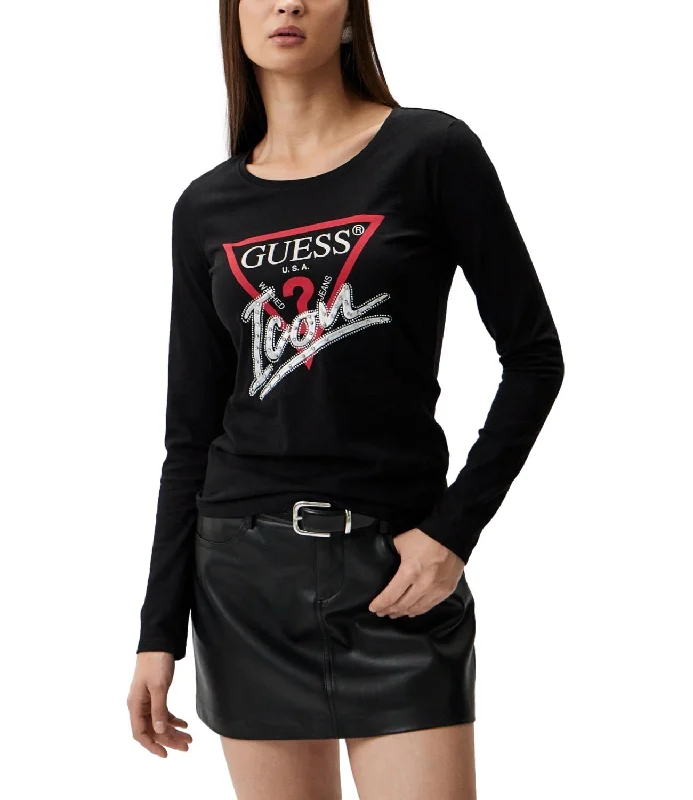 Guess T-shirt Icon Tee Nero Donna