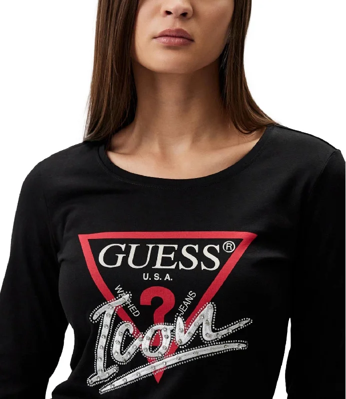 Guess T-shirt Icon Tee Nero Donna