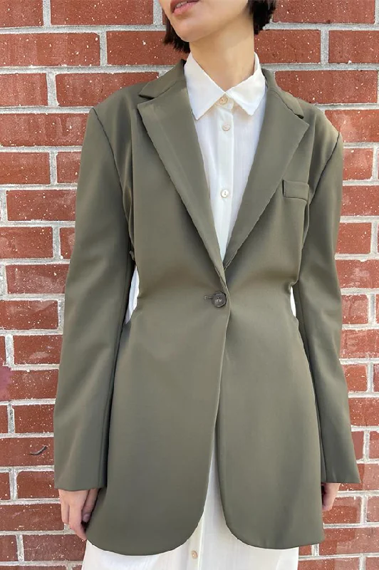 Gathered Cutout Blazer in Olive