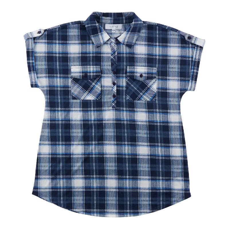 mySTYLE Women's Quest Plaid Cap Sleeve Top