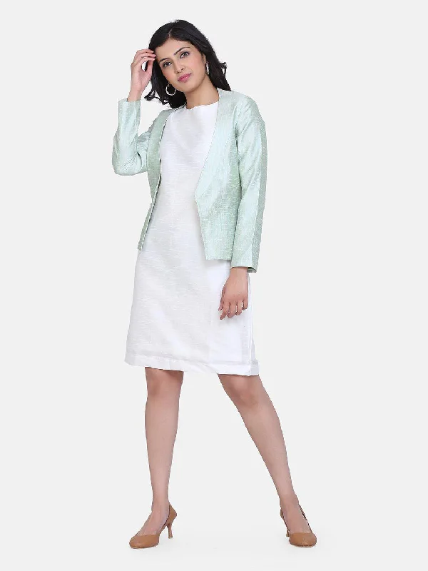 Dupioni Front Open Jacket - Pistachio Green