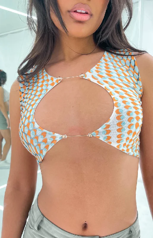 Soho Orange Mesh Crop Top