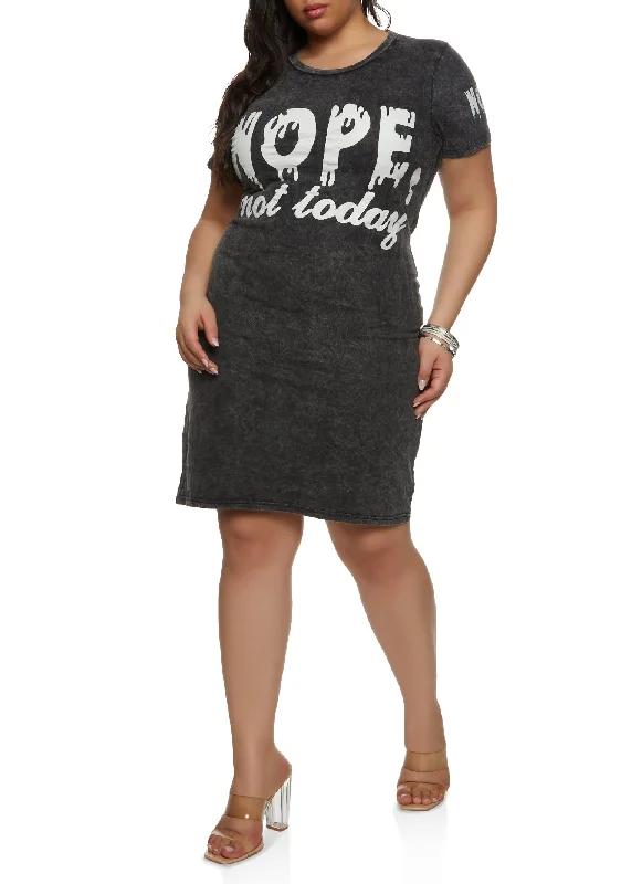 Plus Size Nope Not Today Graphic T Shirt Dress