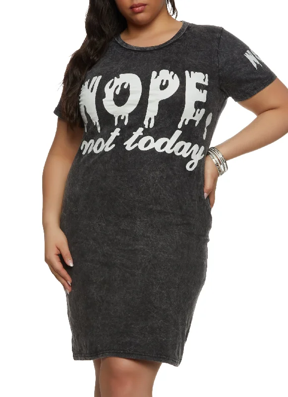 Plus Size Nope Not Today Graphic T Shirt Dress