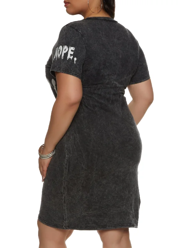 Plus Size Nope Not Today Graphic T Shirt Dress