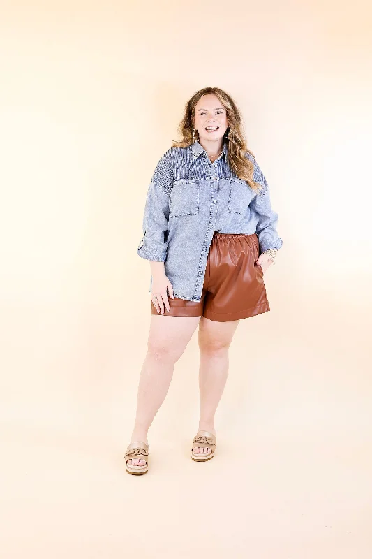 Making a Statement Faux Leather Shorts in Brown