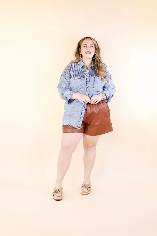 Making a Statement Faux Leather Shorts in Brown