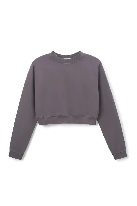 perfect white tee Mandy Crop Crewneck Sweatshirt in Black Cherry