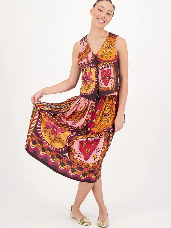 Me369 Vanessa Printed Midi Skirt Sunset