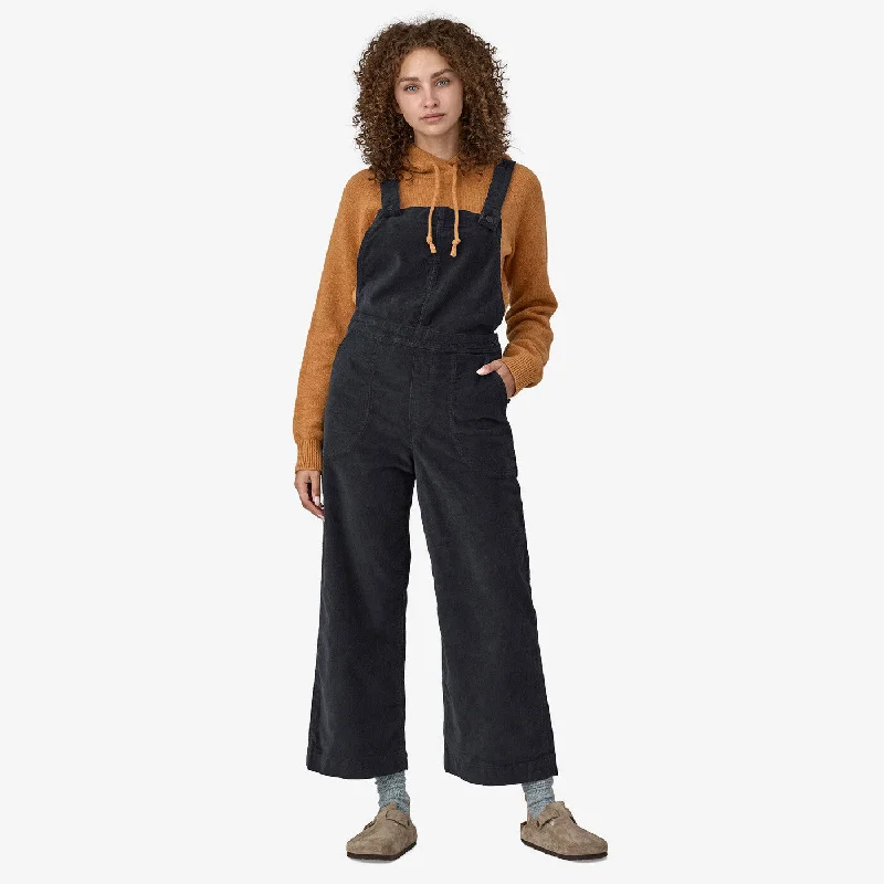 Women's Stand Up Cropped Corduroy Overalls - Pitch Blue