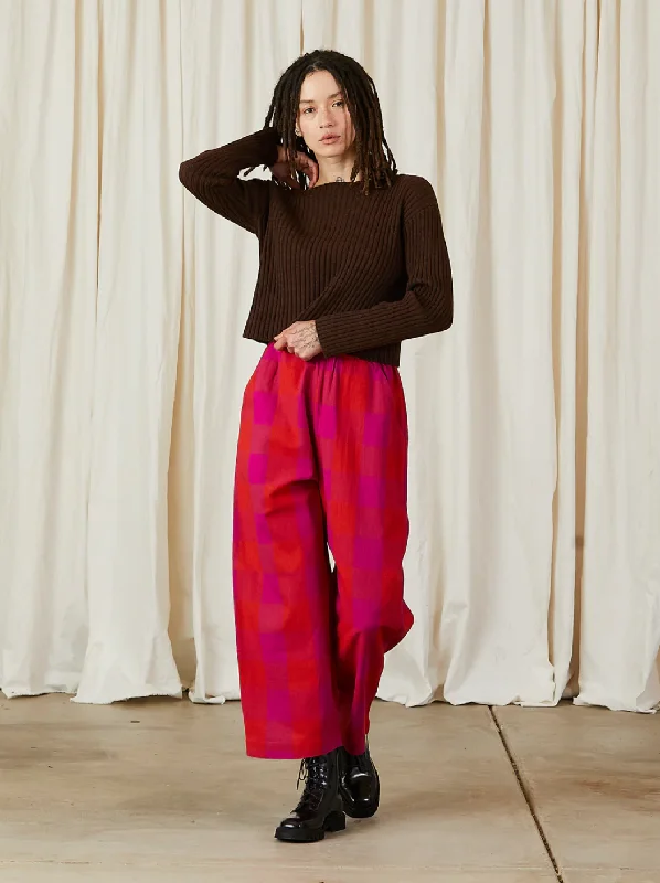 Pink Poppy Plaid Elastic Pant