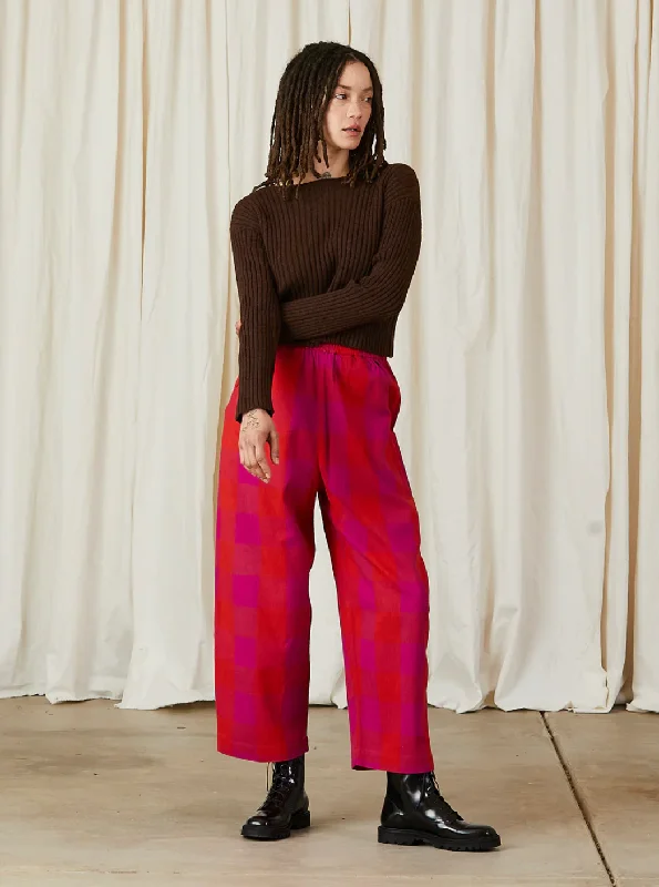 Pink Poppy Plaid Elastic Pant