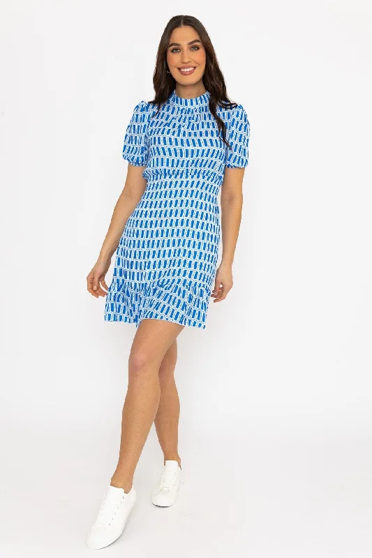 Short Sleeve Nadia Mini Dress in Blue