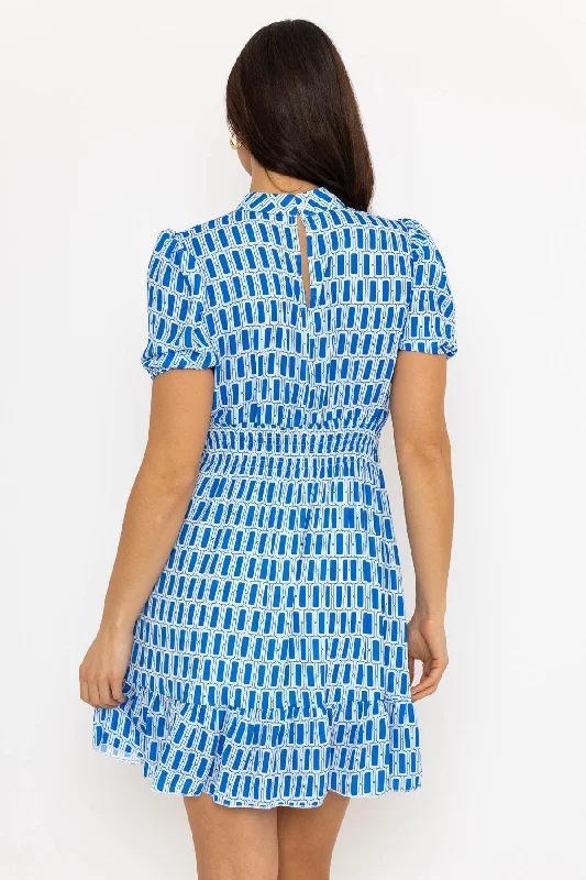 Short Sleeve Nadia Mini Dress in Blue