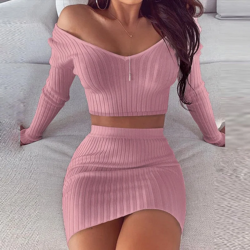 Striped V Neck Slim Knit Soft Summer Dress Women Spring Off the Shoulder Long Sleeve Mini Dress Elegant Ladies Party Dress